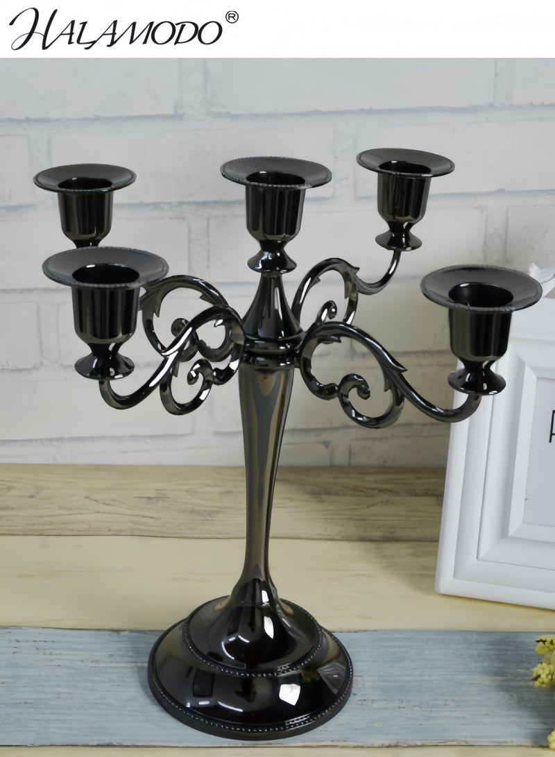 HALAMODO 5 Candle Metal Candelabra, Candlesticks Holder for Formal Events, Wedding, Church, Holiday Decor, Taper Candle Holder Stand Centerpiece Elegant Decoration Piece for Table - Image 4