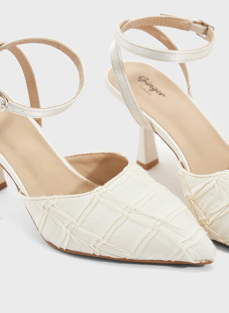 Ginger Heeled Pump With Ankle Strap