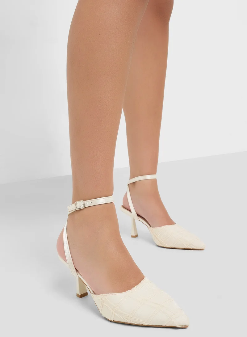 Ginger Heeled Pump With Ankle Strap