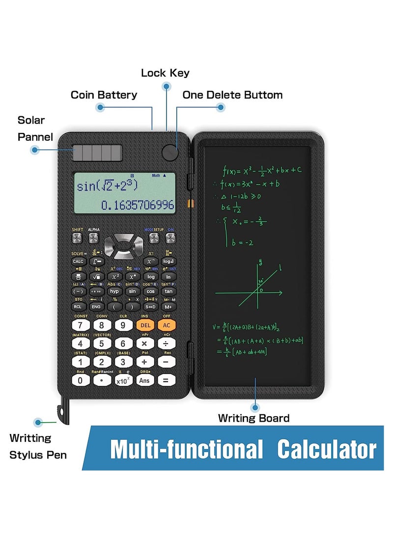 Vierex Upgraded 991ES Plus Desktop Scientific Calculator Multiview 4-Line Display With Erasable LCD Writing Tablet, Solar Battery Power With Notepad For School  - Image 2