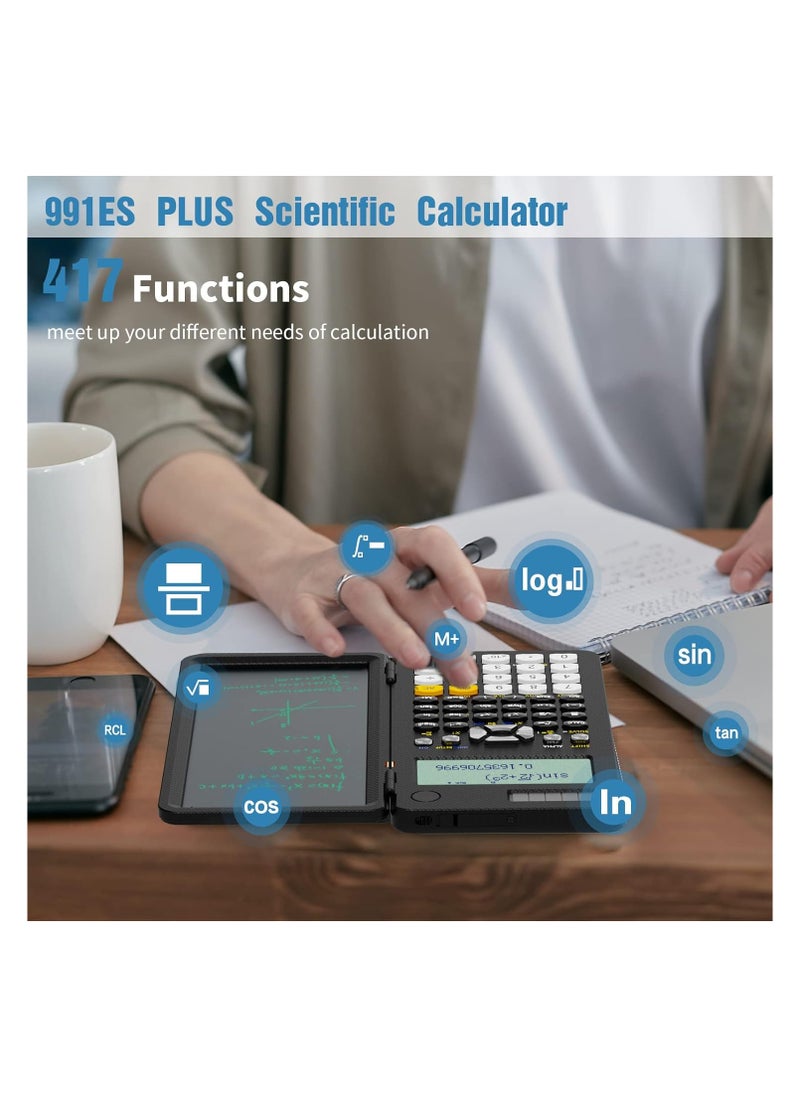Vierex Upgraded 991ES Plus Desktop Scientific Calculator Multiview 4-Line Display With Erasable LCD Writing Tablet, Solar Battery Power With Notepad For School  - Image 3