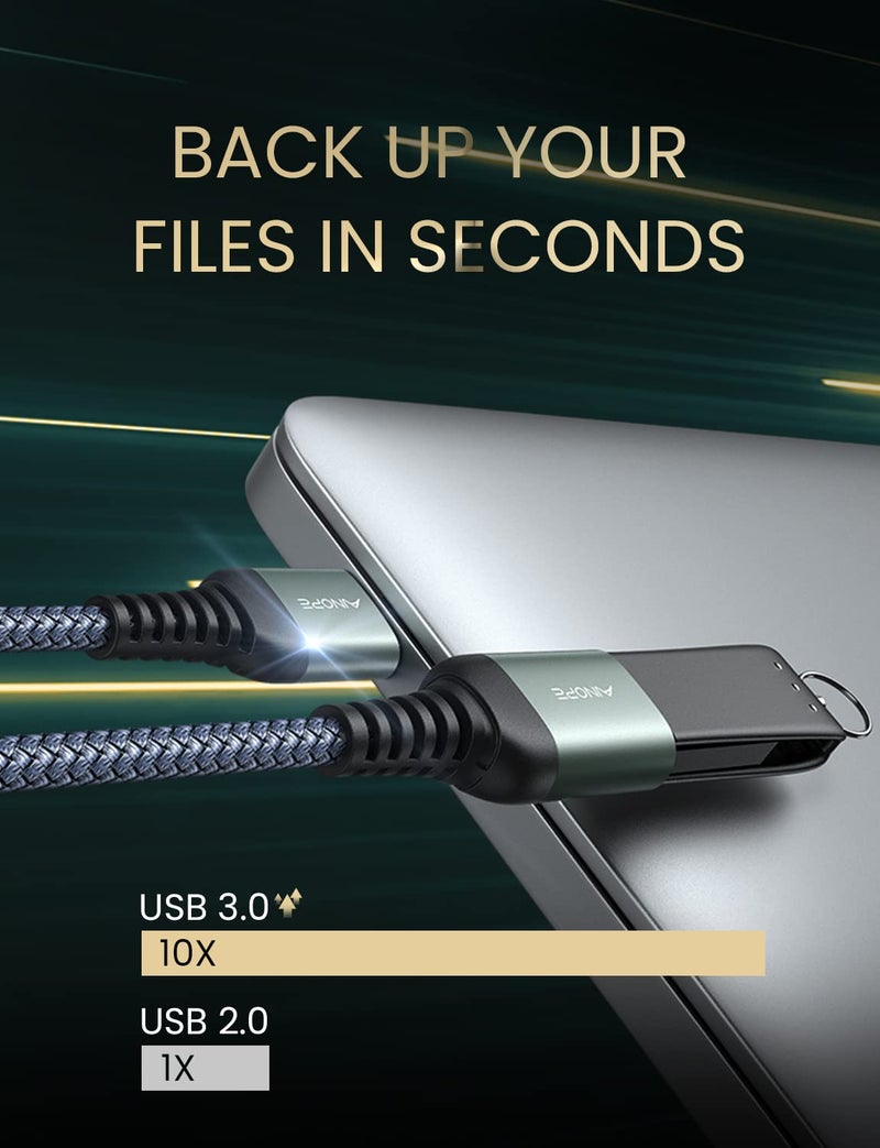 Ainope كابل تمديد USB AINOPE، موسع USB، كابل تمديد USB 3.0، سلك ذكر إلى أنثى لنقل بيانات عالي متوافق مع كاميرا الويب، لوحة مفاتيح USB، محرك فلاش، قرص صلب، طابعة، 16 قدم، رمادي - Image 4