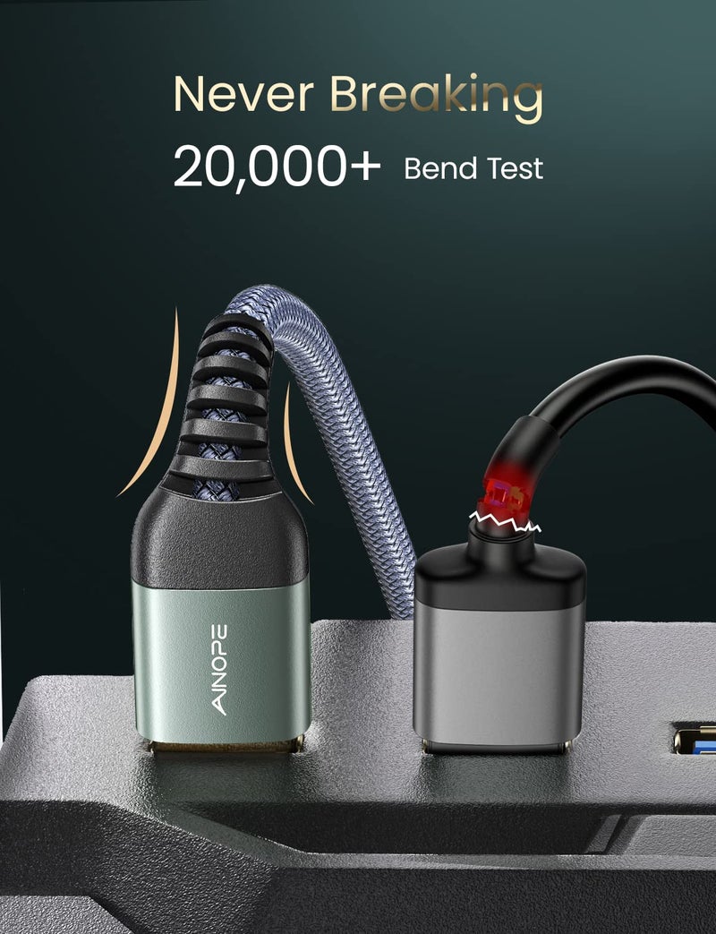 Ainope كابل تمديد USB AINOPE، موسع USB، كابل تمديد USB 3.0، سلك ذكر إلى أنثى لنقل بيانات عالي متوافق مع كاميرا الويب، لوحة مفاتيح USB، محرك فلاش، قرص صلب، طابعة، 16 قدم، رمادي - Image 2