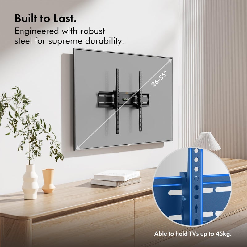 VonHaus 26-55 Inch Tilt TV Wall Bracket - Tilting Mount for VESA Compatible Screens, 40kg Weight Capacity - Image 2