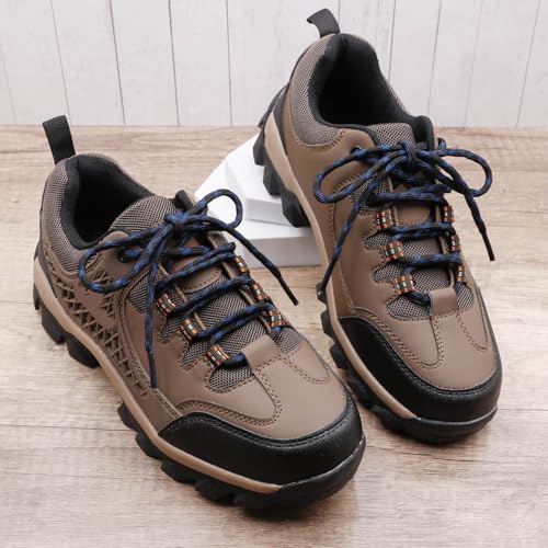 DELELE 2 Pair Round Wave Shape Non Slip Heavy Duty and Durable Outdoor Climbing Shoelaces Blue&Black Hiking Shoe Laces Shoestrings-47 inch - Image 3
