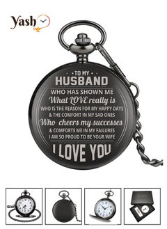 Yash Retro Style I Love You Quartz Pocket Watch For Husband Wife Mom Dad Son Daughter Teacher With Chain And Yash Packaging