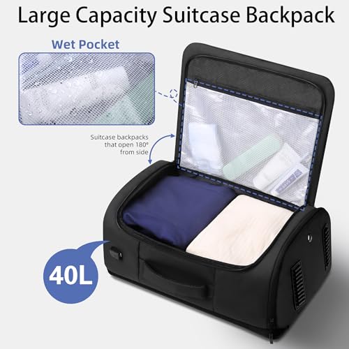 HOMIEE Travel Backpack 40L TSA Friendly Flight Approved Carry-on Luggage, Waterproof Business Computer Backpack Fits 17.3 Inch Laptop, Extra Large Weekender Bag with Shoe Compartment, Black - Image 2