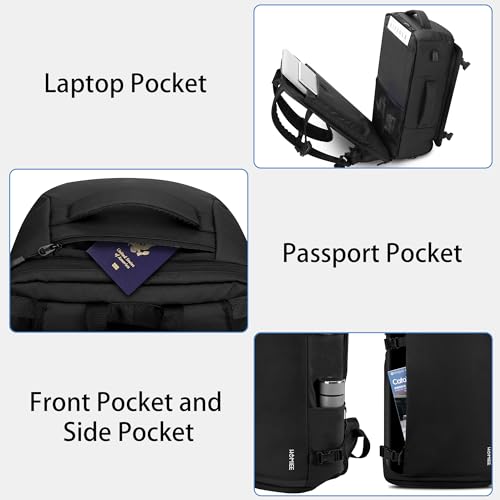 HOMIEE Travel Backpack 40L TSA Friendly Flight Approved Carry-on Luggage, Waterproof Business Computer Backpack Fits 17.3 Inch Laptop, Extra Large Weekender Bag with Shoe Compartment, Black - Image 3