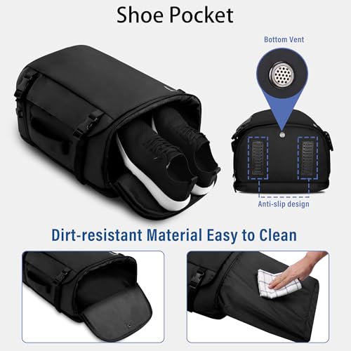 HOMIEE Travel Backpack 40L TSA Friendly Flight Approved Carry-on Luggage, Waterproof Business Computer Backpack Fits 17.3 Inch Laptop, Extra Large Weekender Bag with Shoe Compartment, Black - Image 4
