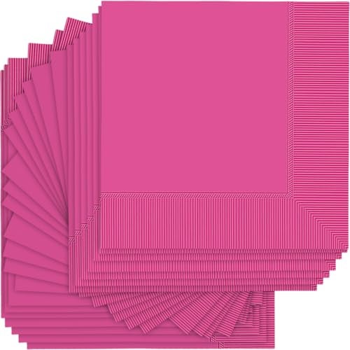 Amscan Elegant Bright Pink 2-Ply Luncheon Napkins - 6.5" x 6.5" (40-Pack) - Soft & Durable, Vibrant Mid Count Napkins - Perfect for Events, - Image 1