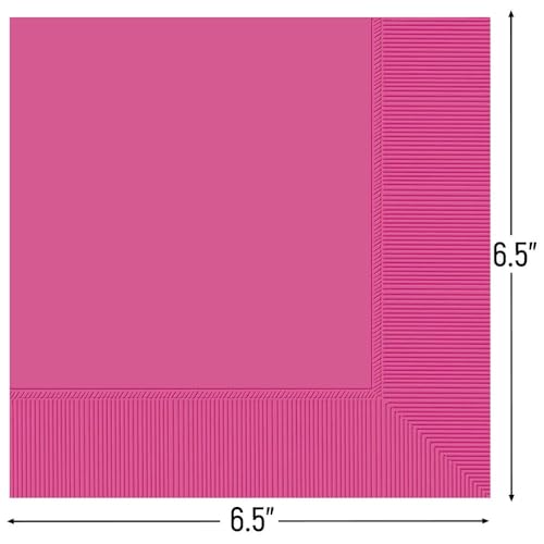 Amscan Elegant Bright Pink 2-Ply Luncheon Napkins - 6.5" x 6.5" (40-Pack) - Soft & Durable, Vibrant Mid Count Napkins - Perfect for Events, - Image 2