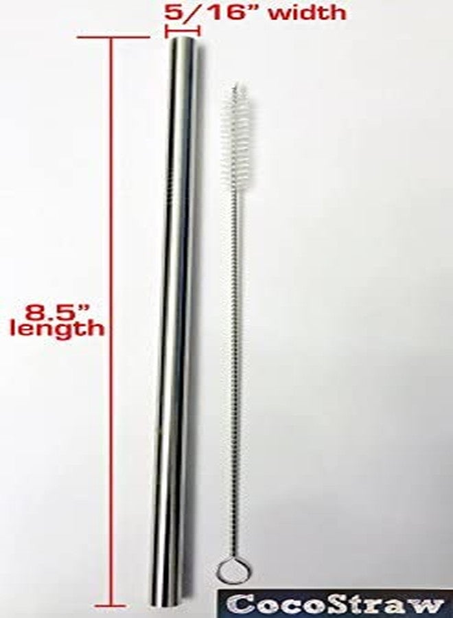 CocoStraw 4 Stainless Steel Wide Smoothie Straws - CocoStraw Large Straight Frozen Drink Straw - 4 Pack + Cleaning Brush (4) - Image 4
