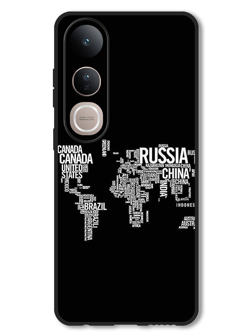 Theodor Case Compatible with Vivo V50 Lite Protection Shockproof Bumper Cover Written World Map - Image 1