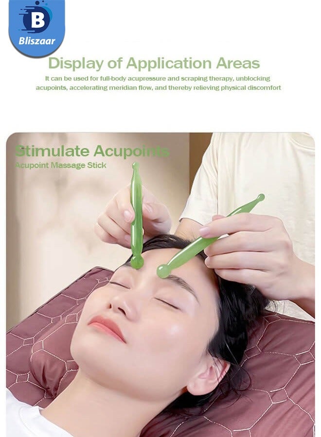 Bliszaar 7 Pack Gua Sha Scraping Massage Facial Tools Kit, Resin Guasha Scraper Board Health Care Beauty Scrape Plate with Flax Bag for Face Body Leg Back Care Physical Acupuncture Deep Tissue Therapy (Green)  - Image 3