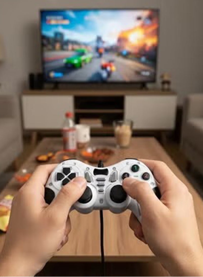 جيماكس وحدة تحكم ألعاب سلكية USB مزدوجة Turbo لأجهزة الكمبيوتر الشخصية والمحمولة، عصا تحكم ألعاب سريعة الاستجابة، لوحة ألعاب USB سهلة التوصيل والتشغيل، تصميم مريح، توافق شامل مع أنظمة Windows وLinux لألعاب القتال والرياضة والألعاب الكلاسيكية - Image 3