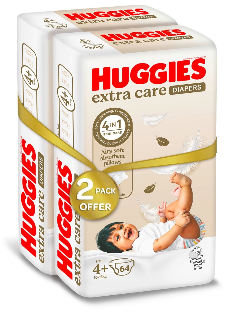HUGGIES حزمة توأمية كبيرة للعناية الإضافية حجم 4+ (10 - 16 كجم) - Image 1