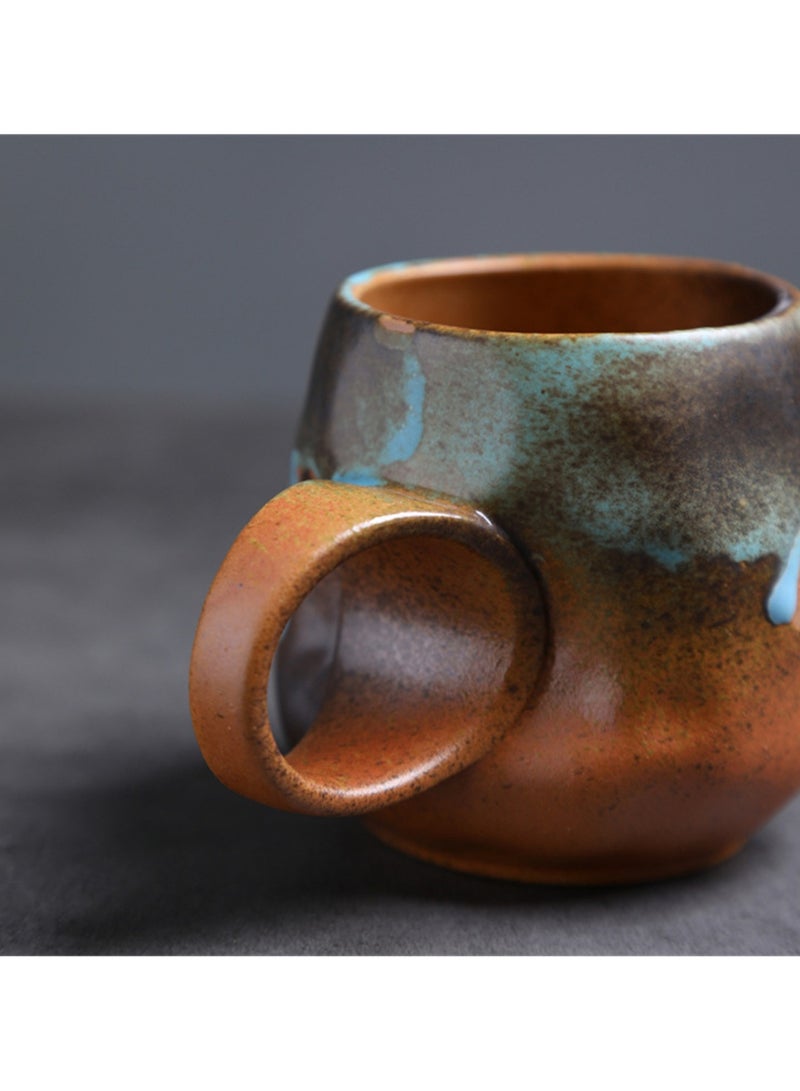 Special-Shaped Mugs, Retro Ceramic Cups, Irregular Cups, Stoneware Water Cups, High-Value Coffee Cups（Flow Glaze Black 270ml） - Image 4