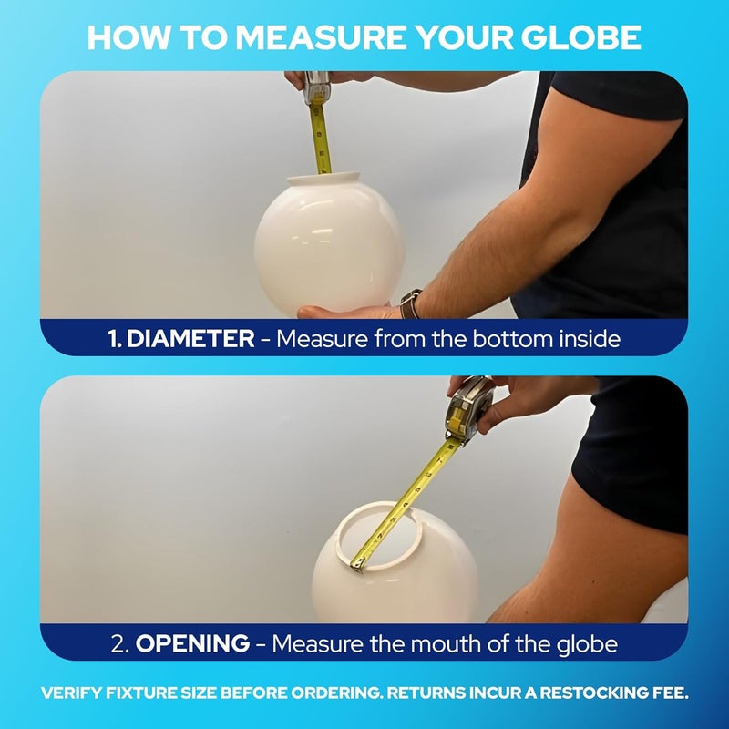 KASTLITE 8" White Acrylic Lamp Post Globe | Smooth Textured with 3.5" Neckless Opening | Manufactured in the USA | Plastic Light Cover - Not Glass - Image 3