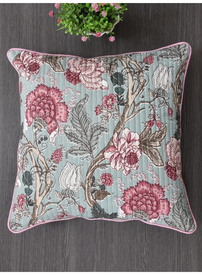 Clasiko Cushion Covers Set of 5 Maroon Green with Quilting; Cotton Fabric; 12x12 Inches; Color Fastness Guarantee; 16457 - Image 3