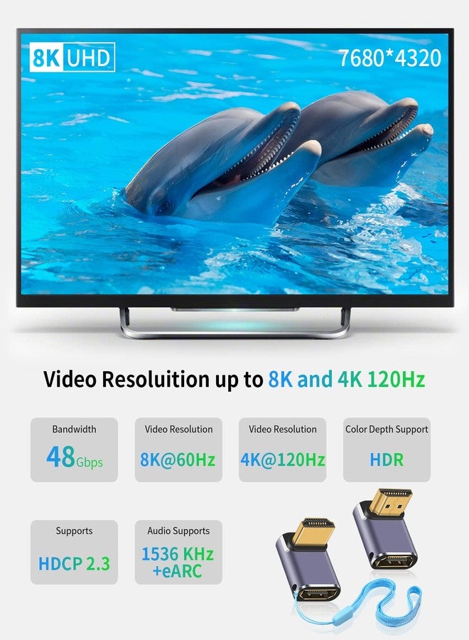 Duttek 8K HDMI 90 Degree Adapter, Up&Down Angle Right Angle HDMI Adapter, 48Gbps HDMI Male to Female Adapter, Angled HDMI Adapter with LED Working Indicator for Laptop,DVD,TV, Monitors (2 Pack) - Image 5