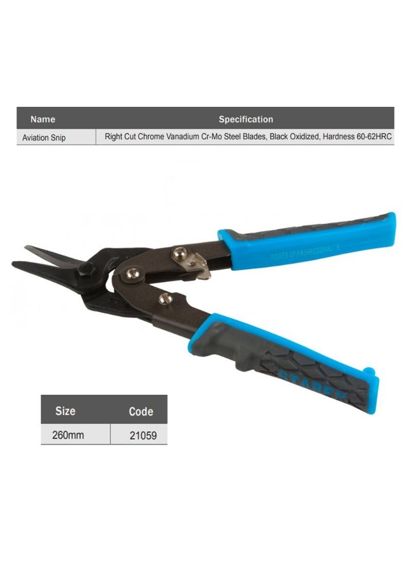 Starex Aviation Snip Right CRV Blue/Grey Handle Half Blister Card