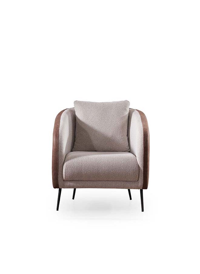 DANUBE HOME Danube Home Palace 1 Seater Fabric Sofa Accent Chair Modern Design One Seat Sofas Comfortable Living Room Furniture L 78 x W 83 x H 85 cm Ivory / Brown  - Image 1
