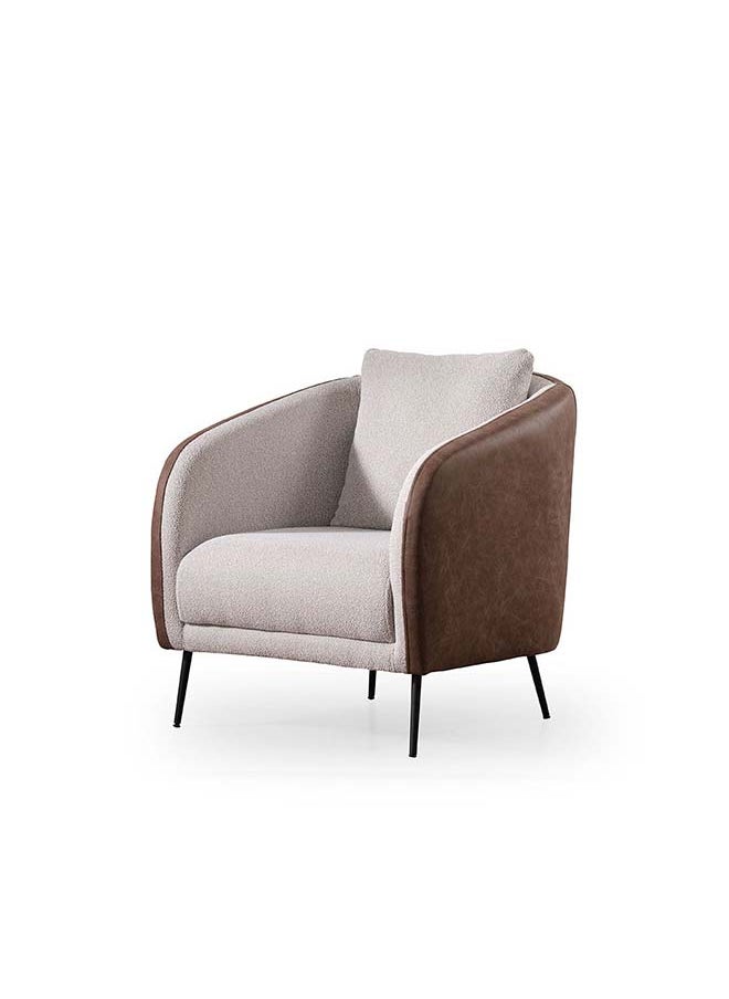 DANUBE HOME Danube Home Palace 1 Seater Fabric Sofa Accent Chair Modern Design One Seat Sofas Comfortable Living Room Furniture L 78 x W 83 x H 85 cm Ivory / Brown  - Image 2