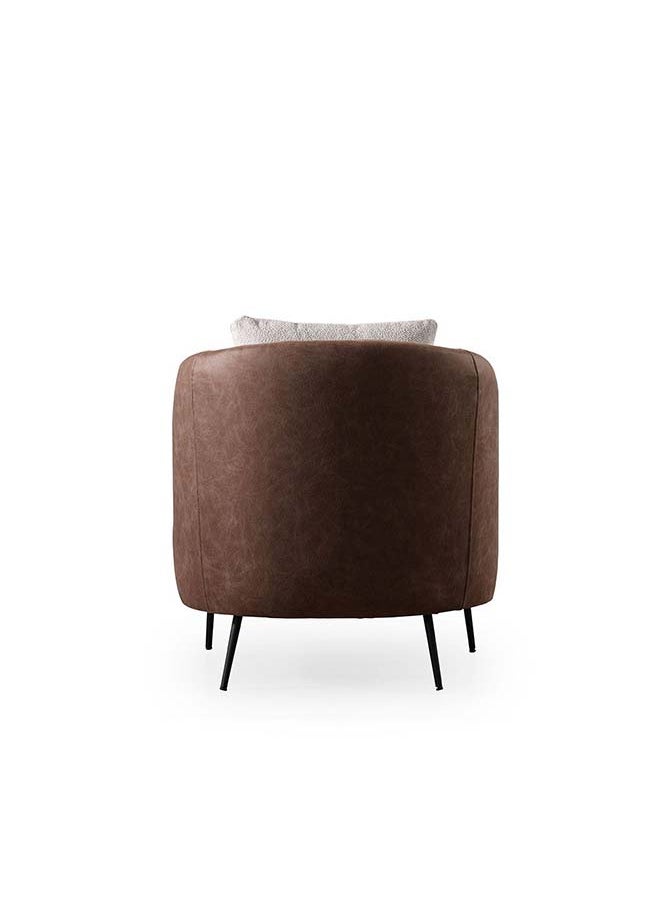 DANUBE HOME Danube Home Palace 1 Seater Fabric Sofa Accent Chair Modern Design One Seat Sofas Comfortable Living Room Furniture L 78 x W 83 x H 85 cm Ivory / Brown  - Image 3