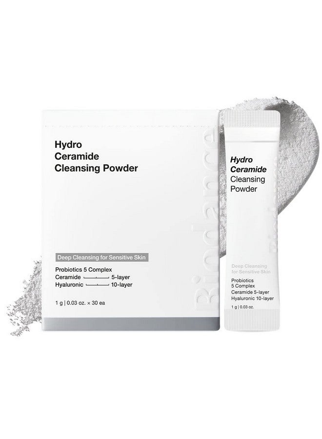 بيودانس مسحوق التنظيف هيدرو سيراميد، منظف الوجه اليومي اللطيف مع أحماض الهيالورونيك ومسحوق إنزيم السيراميد، 0.03 أونصة × 30 قطعة - Image 1