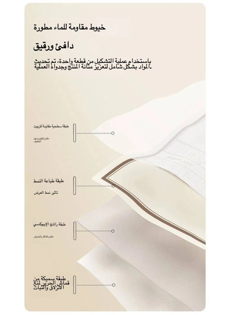 ليموس مفرش طاولة مستطيل - مفرش طاولة من الفينيل - مقاوم للماء بنسبة 100%، مقاوم للزيوت والانسكابات، غطاء طاولة سهل التنظيف، مناسب للمطبخ، الطعام، النزهات، بخطوط بسيطة، 90 × 140 سم - Image 3