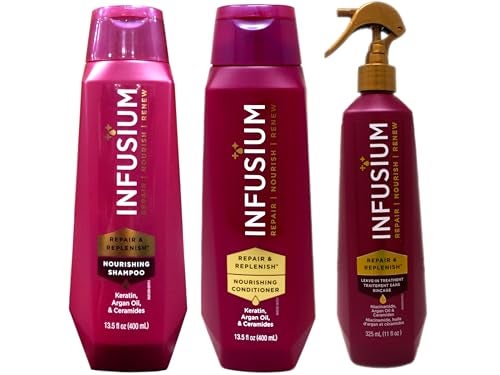 Infusium Professional Shampoo 135 oz Conditioner 135 oz and LeaveIn Treatment 11 oz Set  Repair  Replenish  3 Bottles