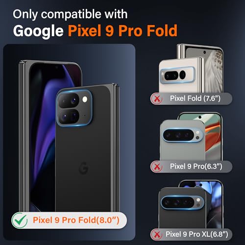 TONGATE for Pixel 9 Pro Fold Case with Kickstand Rugged Google 9Pro Fold Phone Case Built in Screen Protector Hinge Protection Large Horizontal Stand Slim Case for Google Pixel 2 2024 Black - Image 3