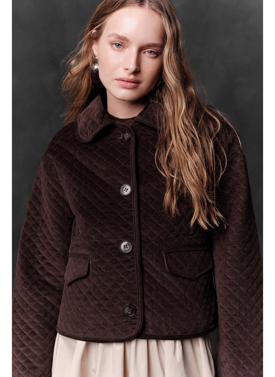 Quilted Velvet Jacket Brown - pzsku/Z30C1088628F6404C5D70Z/45/_/1741272275/7bd3a7e8-a74c-4a9e-b658-e3be94d0175c