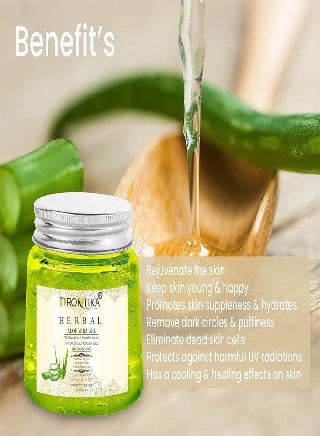 Drontika Herbal Aloe Vera Multipurpose Beauty Gel natural for Face,Skin and Hair-200Gm. Pure Natural Gel - Ideal for Skin Face Acne Scars Hair Care Moisturizer & Dark Circles (Pack Of 2) - Image 2