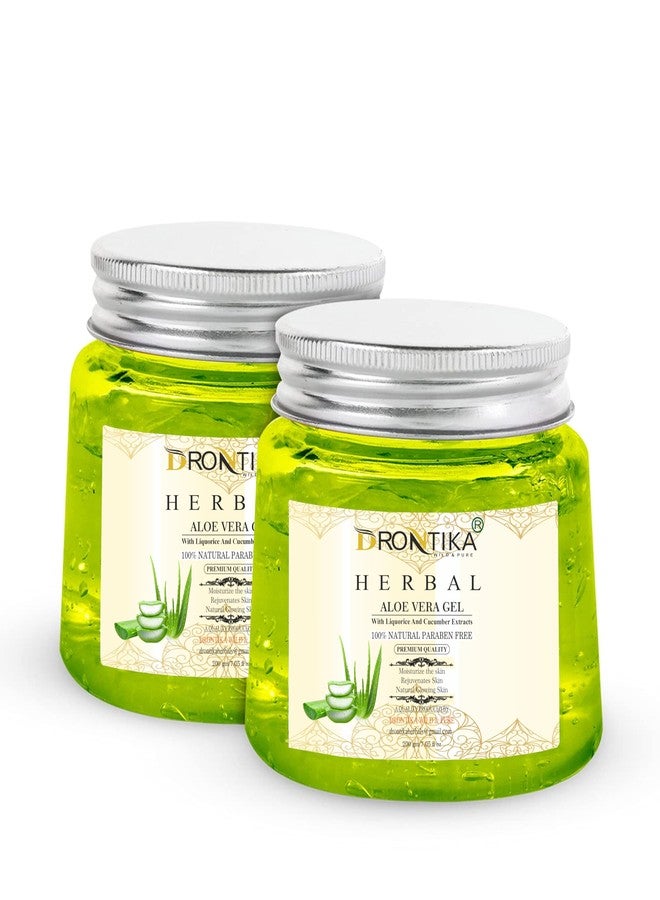 Drontika Herbal Aloe Vera Multipurpose Beauty Gel natural for Face,Skin and Hair-200Gm. Pure Natural Gel - Ideal for Skin Face Acne Scars Hair Care Moisturizer & Dark Circles (Pack Of 2) - Image 1