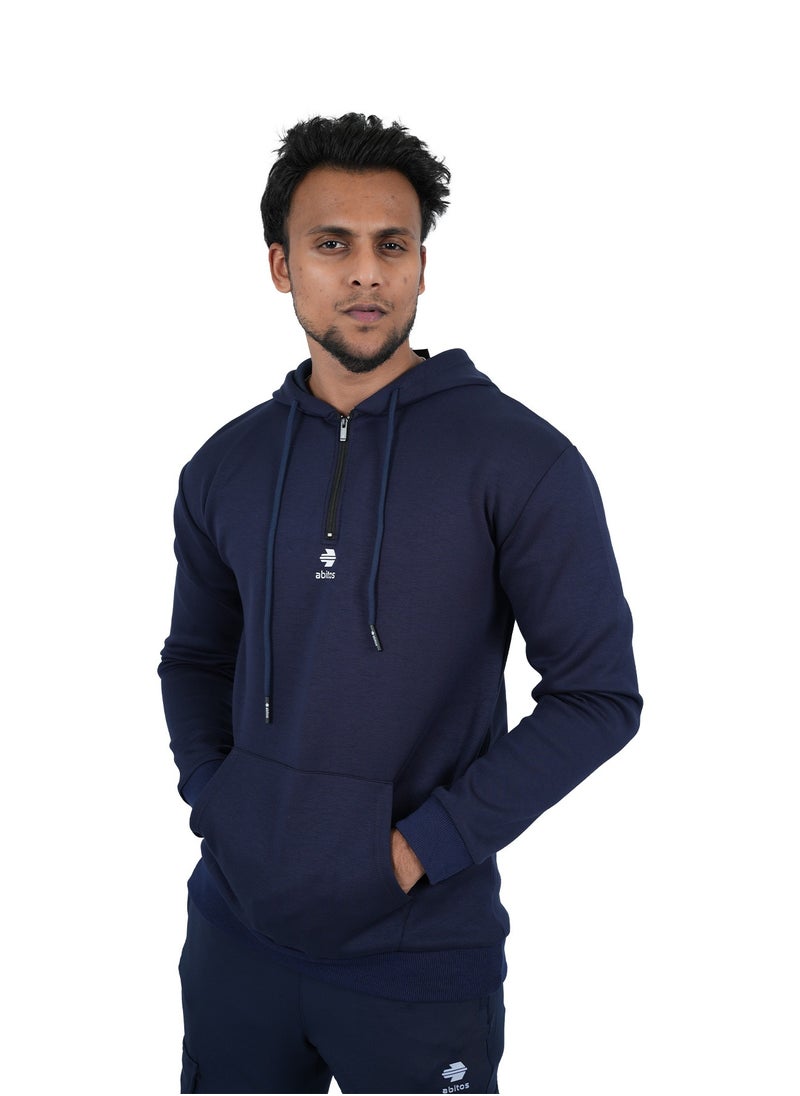 Abitos - Men’s Cotton Sweatshirt Hoodie, Blue – Comfortable Pull-Over for Winter - Image 1
