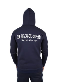 Abitos Men’s Cotton Sweatshirt Hoodie, Blue – Comfortable Pull-Over for Winter  - Image 3