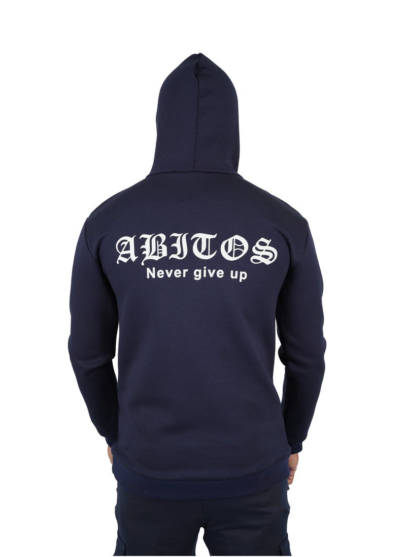 Abitos - Men’s Cotton Sweatshirt Hoodie, Blue – Comfortable Pull-Over for Winter - Image 1