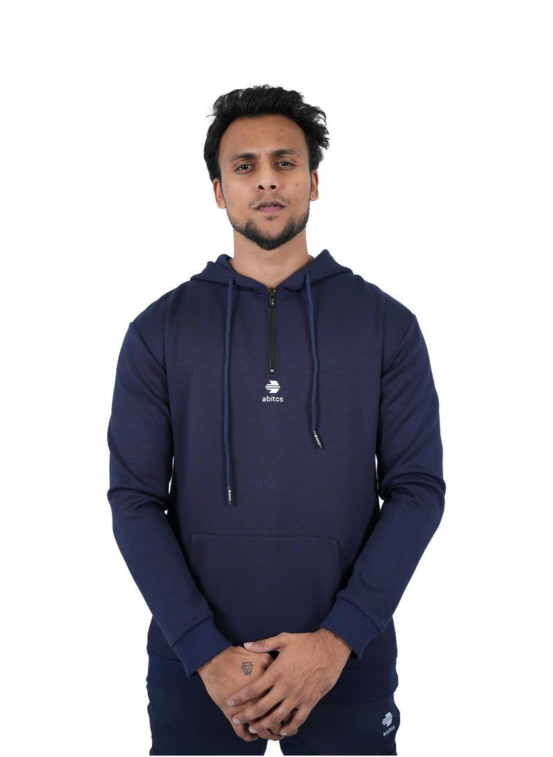 Abitos - Men’s Cotton Sweatshirt Hoodie, Blue – Comfortable Pull-Over for Winter - Image 1