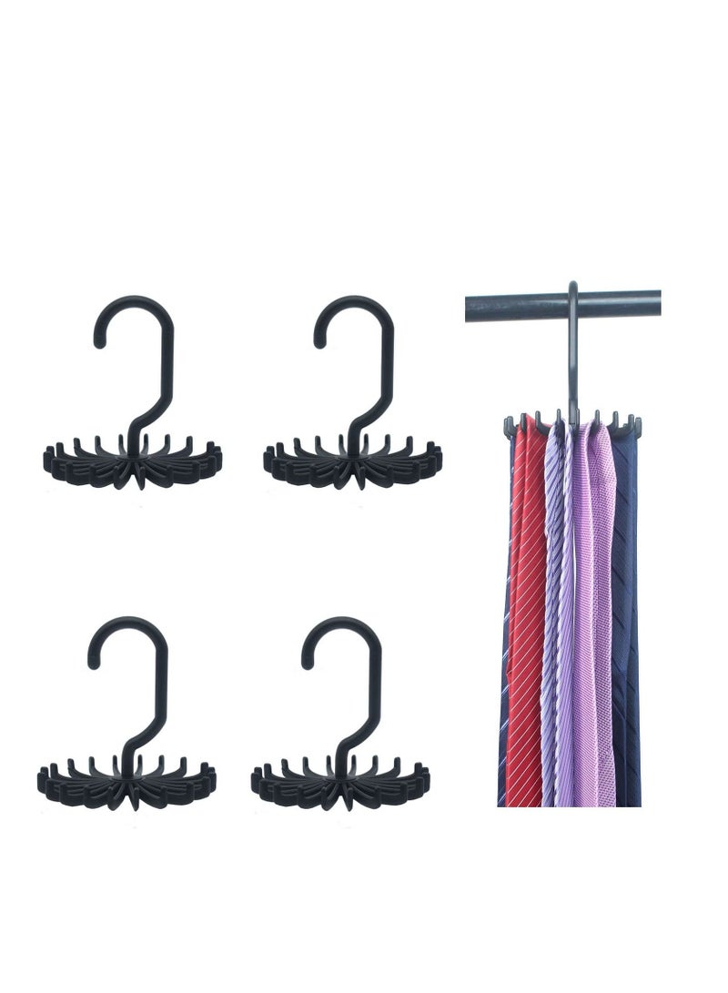 KASTWAVE Multifunctional Tie Rack, KASTWAVE 20-Claw Hanger, 4.4 Inches Large Size Rotating Belt Scarf Hanger Holder Hook for Closet Storage (10 Pack Black) - Image 1