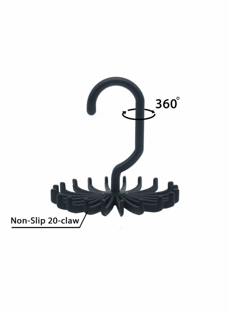 KASTWAVE Multifunctional Tie Rack, KASTWAVE 20-Claw Hanger, 4.4 Inches Large Size Rotating Belt Scarf Hanger Holder Hook for Closet Storage (10 Pack Black) - Image 5