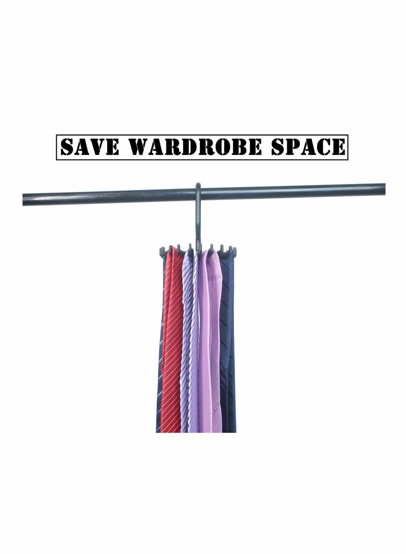 KASTWAVE Multifunctional Tie Rack, KASTWAVE 20-Claw Hanger, 4.4 Inches Large Size Rotating Belt Scarf Hanger Holder Hook for Closet Storage (10 Pack Black) - Image 4