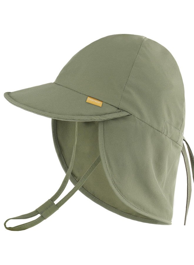 FURTALK Baby Sun Hat Summer Beach Hat UPF 50+ Adjustable Soft Baby Swim Hat with Neck Flap Green - Image 1