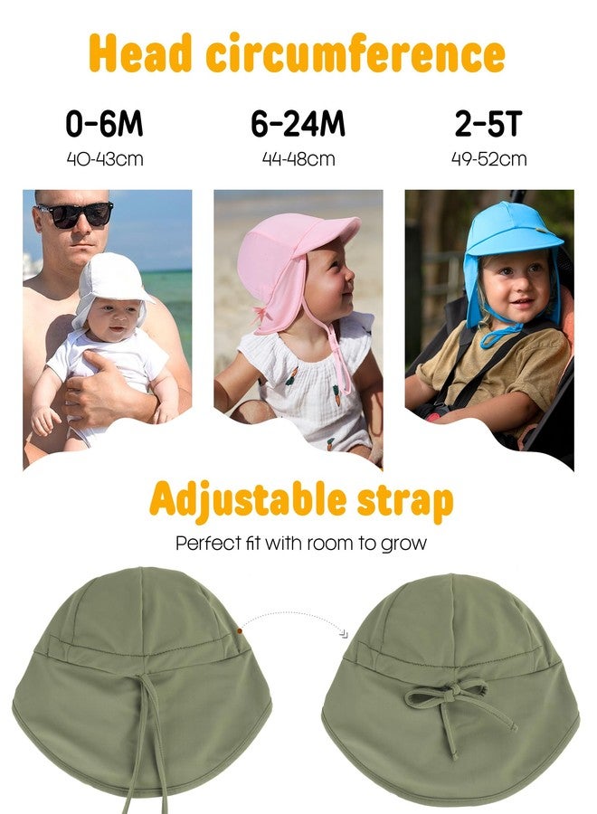 FURTALK Baby Sun Hat Summer Beach Hat UPF 50+ Adjustable Soft Baby Swim Hat with Neck Flap Green - Image 5