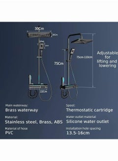 Jomoo Shower Set, Thermostatic Shower Faucet Set Wall Mounted Shower Faucet Set Piano and Shower Keys with Bath Spout, Hand Sprayer  - Image 5