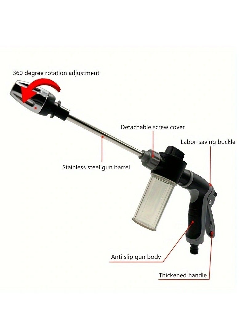 Generic Long Pole Car Wash Water Gun Multifunctional Spray Gun, Car Wash Water Gun with Foam Tank, Car Wash, Flower Watering, Garden Irrigation, High Pressure Car Wash Spray Gun and Foam Tank Set, Easy Installation, Water Saving, Powerful Cleaning of Cars and Gardens  - Image 1