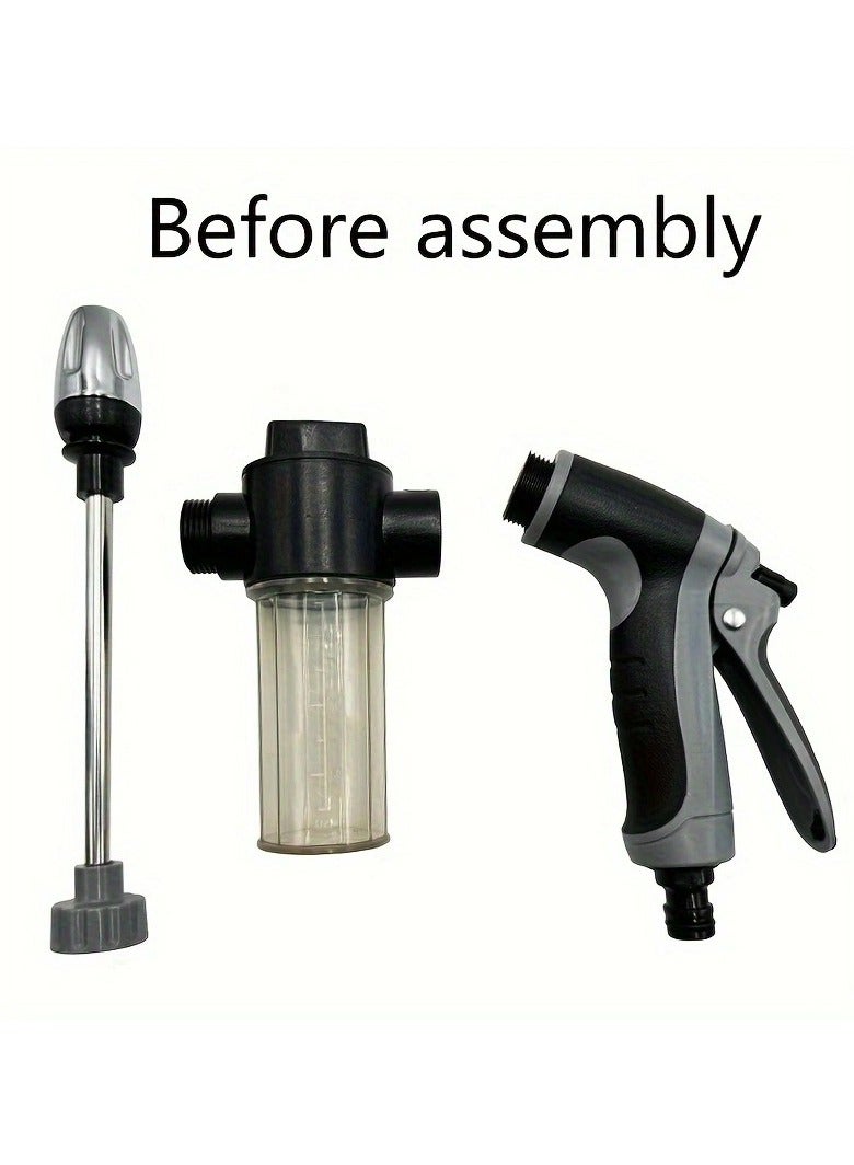 Generic Long Pole Car Wash Water Gun Multifunctional Spray Gun, Car Wash Water Gun with Foam Tank, Car Wash, Flower Watering, Garden Irrigation, High Pressure Car Wash Spray Gun and Foam Tank Set, Easy Installation, Water Saving, Powerful Cleaning of Cars and Gardens  - Image 3