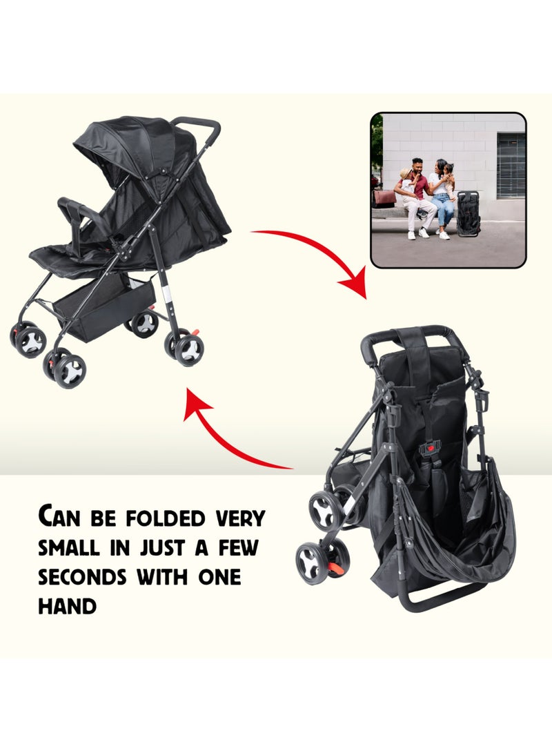 molody Lightweight & Foldable Baby Carrier with Adjustable Straps – Ultra-Comfortable & Secure Travel Solution for Newborns & Toddlers (0-3 Years), Compact & Ergonomic Design – Black - Image 5