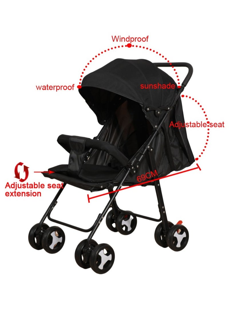 molody - Lightweight & Foldable Baby Carrier with Adjustable Straps – Ultra-Comfortable & Secure Travel Solution for Newborns & Toddlers (0-3 Years), Compact & Ergonomic Design – Black - Image 1