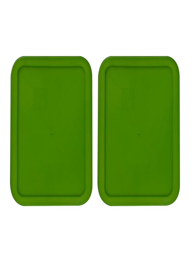 Replacement Lids fits Pyrex 6-Cup Glass Food Storage Container Bowls, (8.75 x 6.75-Inch) Plastic Rectangle Lids Covers for Pyrex 7211-PC, Airtight & Leakproof (2-Pack, Green)